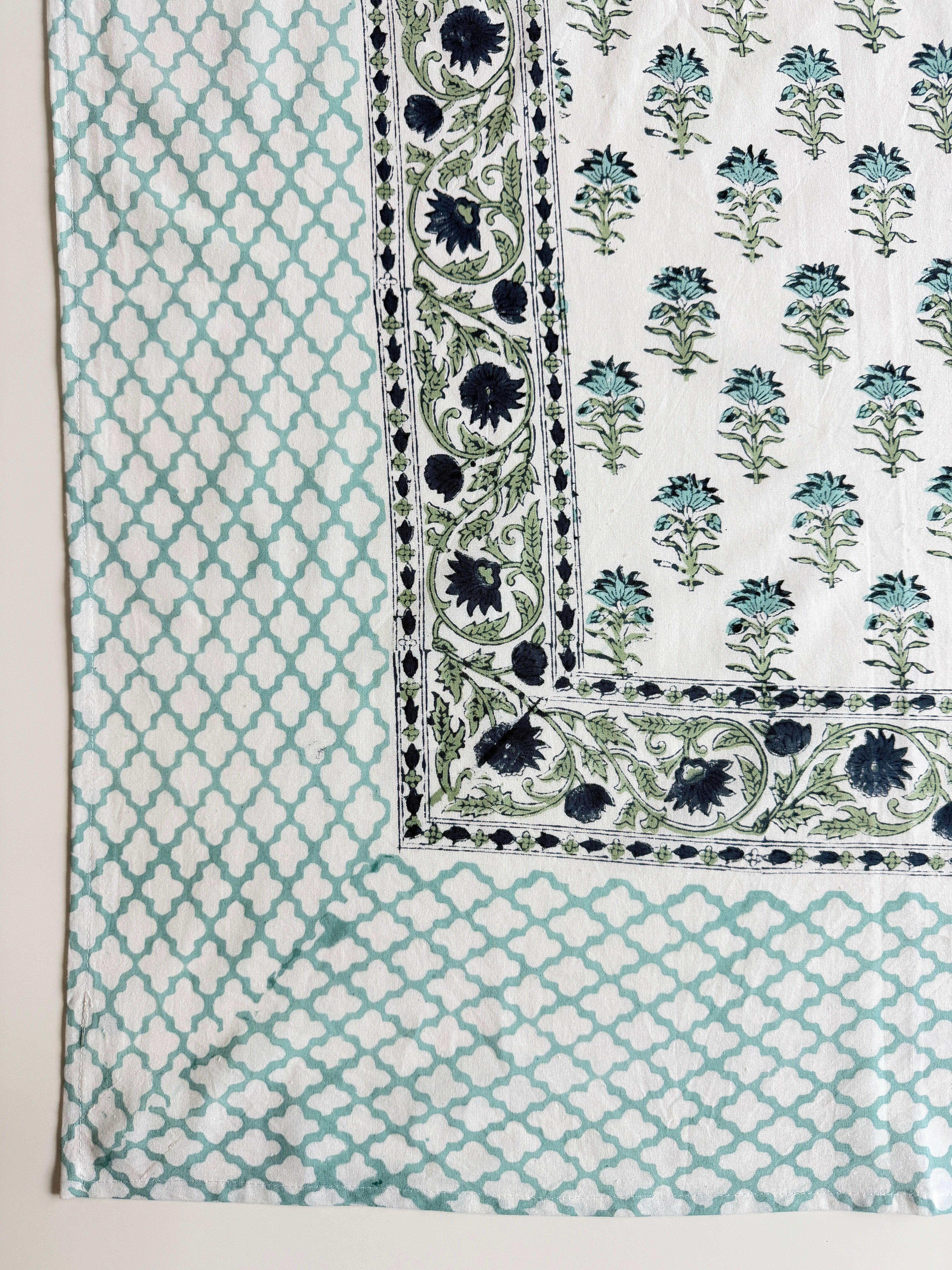 Spritz Tablecloth / Cotton Fabric Panel - Aqua