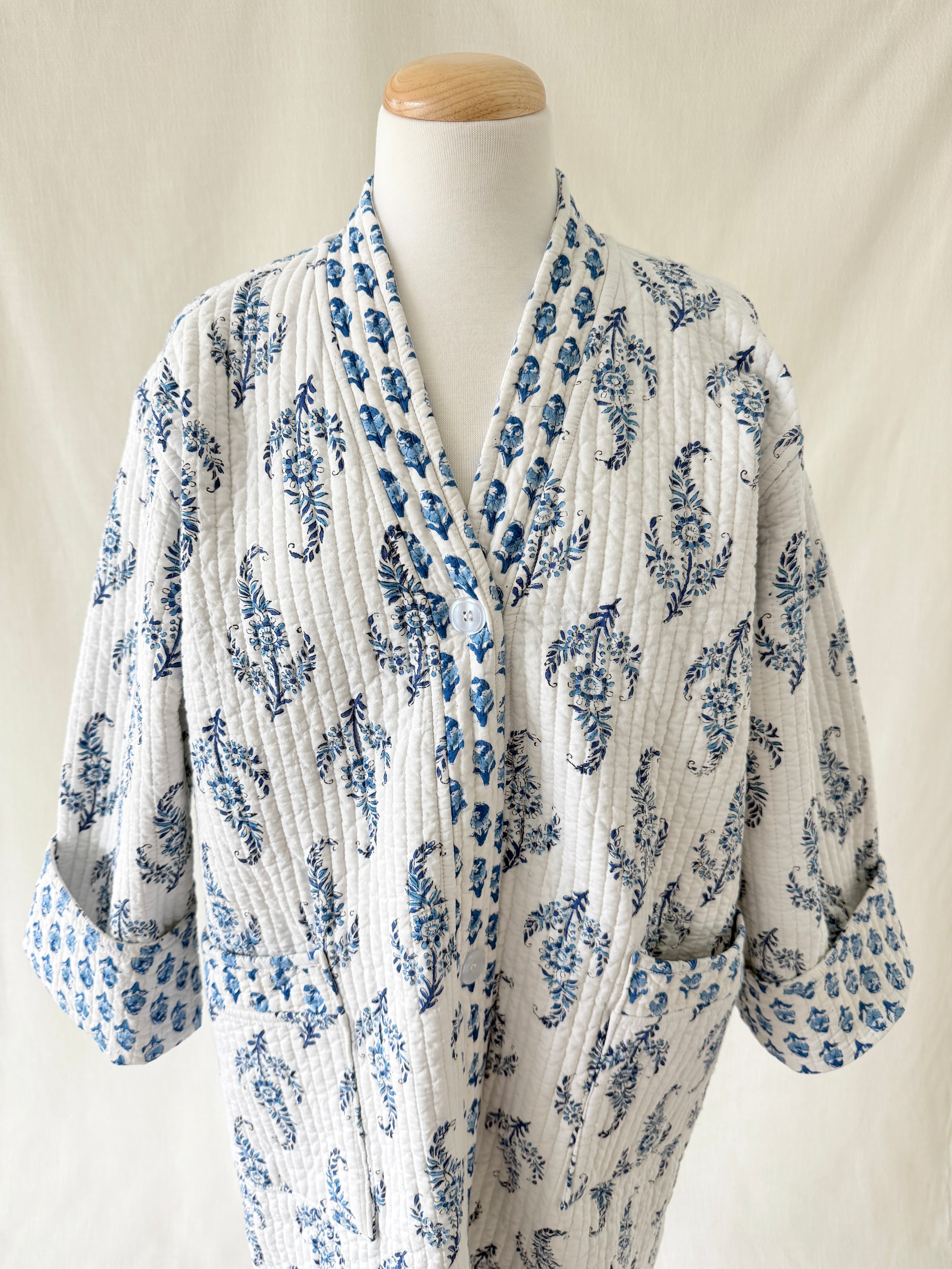Button-Up Robe - Wedgwood