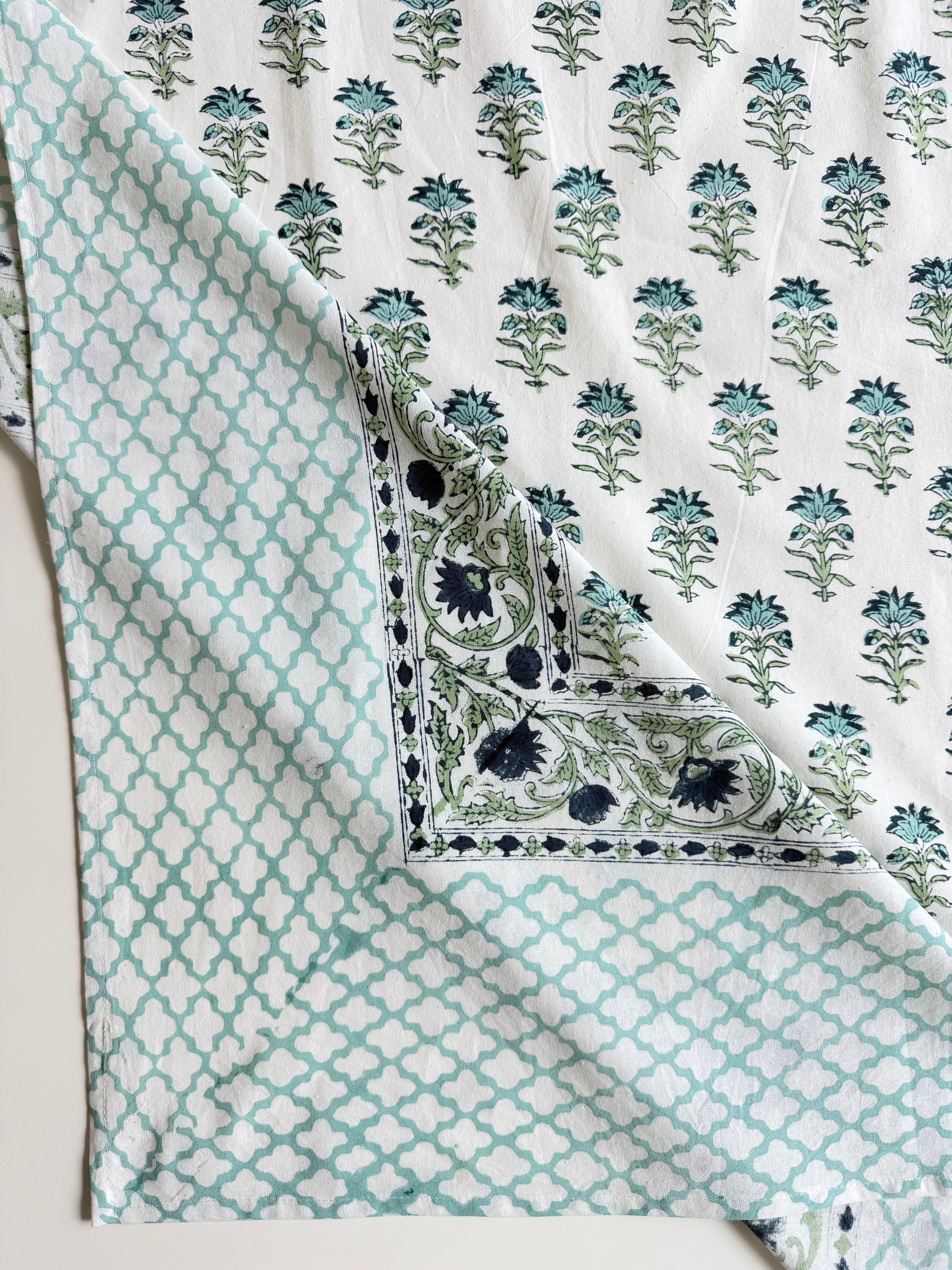 Spritz Tablecloth / Cotton Fabric Panel - Aqua
