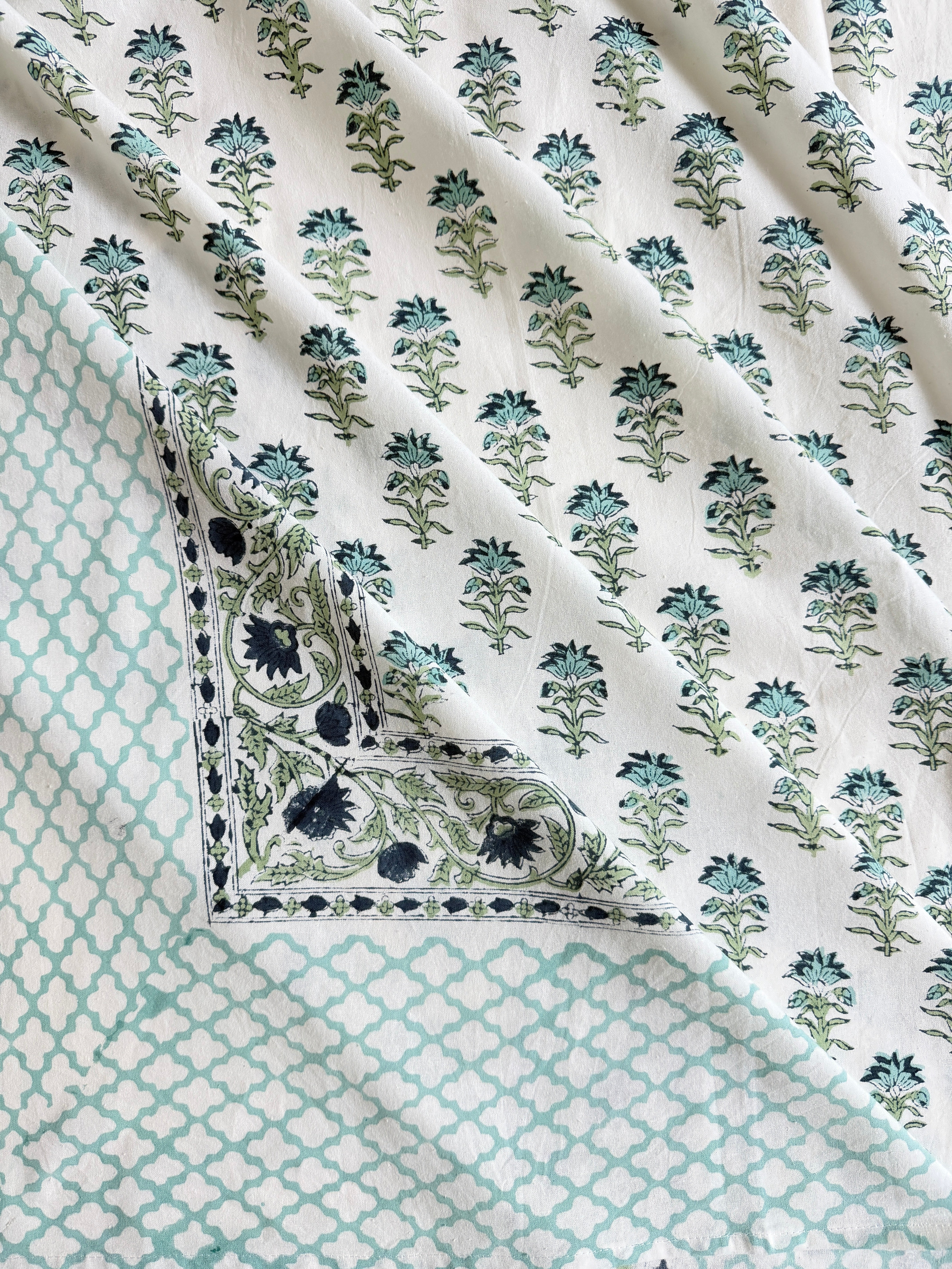 Spritz Tablecloth / Cotton Fabric Panel - Aqua