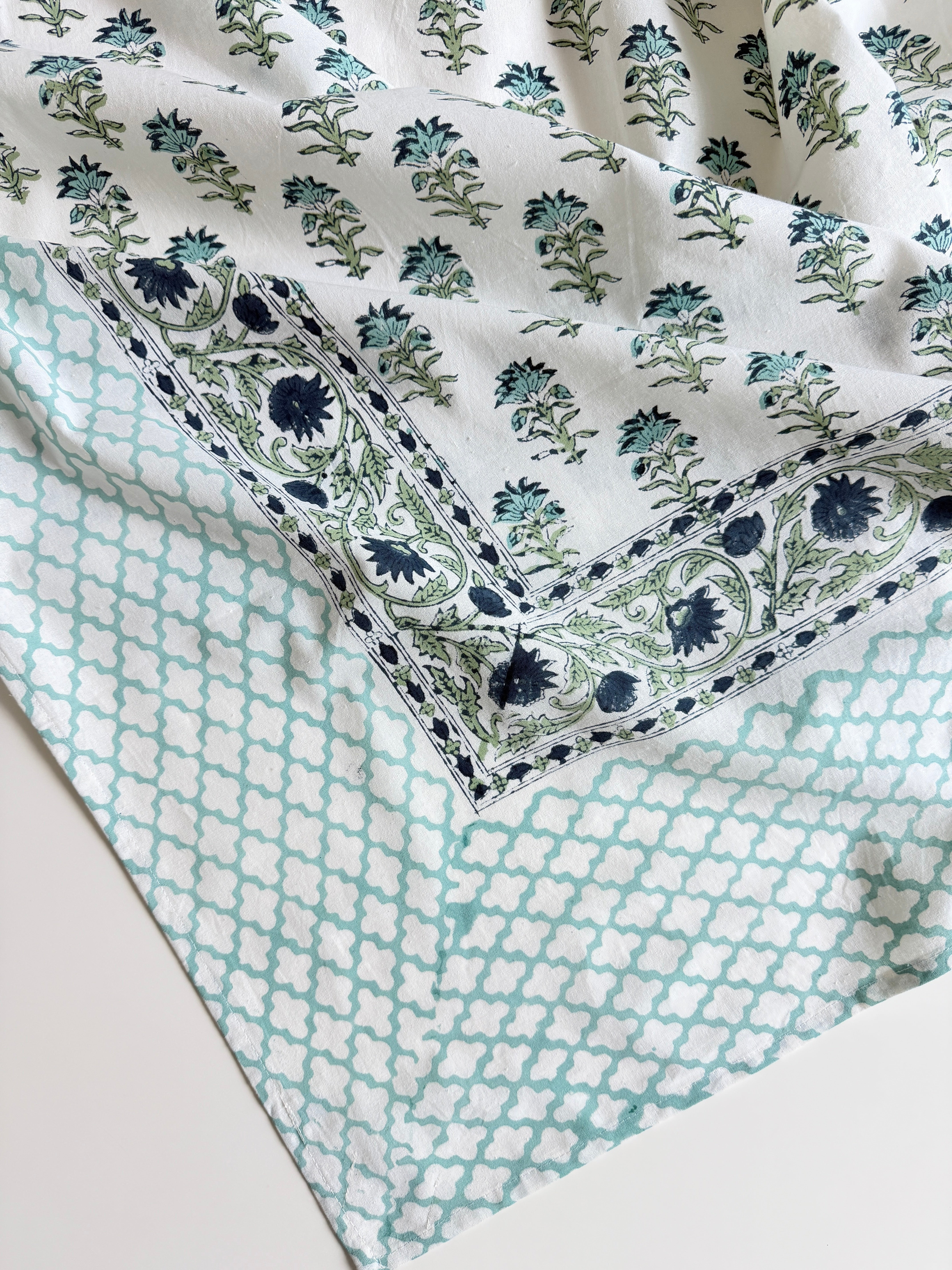 Spritz Tablecloth / Cotton Fabric Panel - Aqua