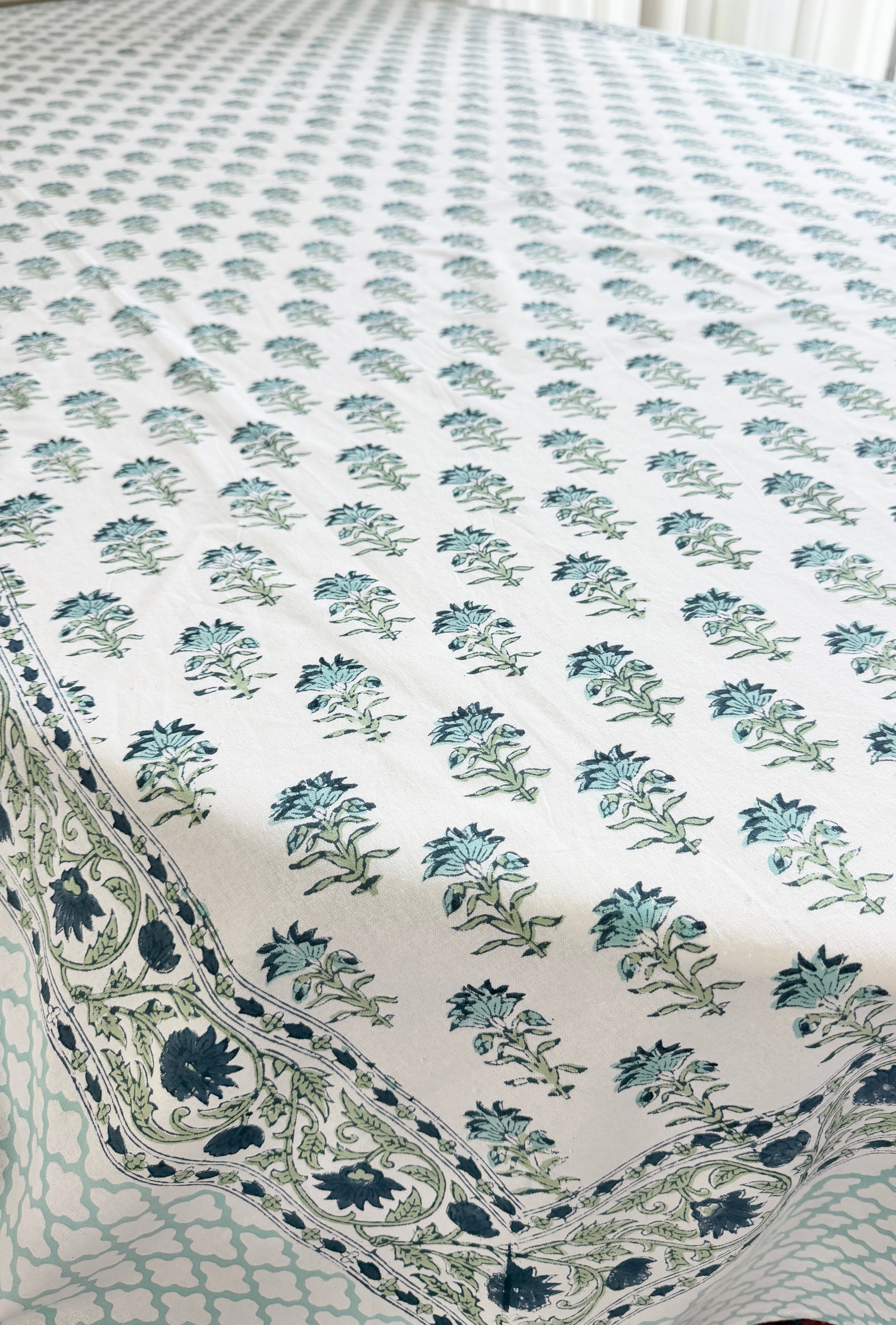 Spritz Tablecloth / Cotton Fabric Panel - Aqua