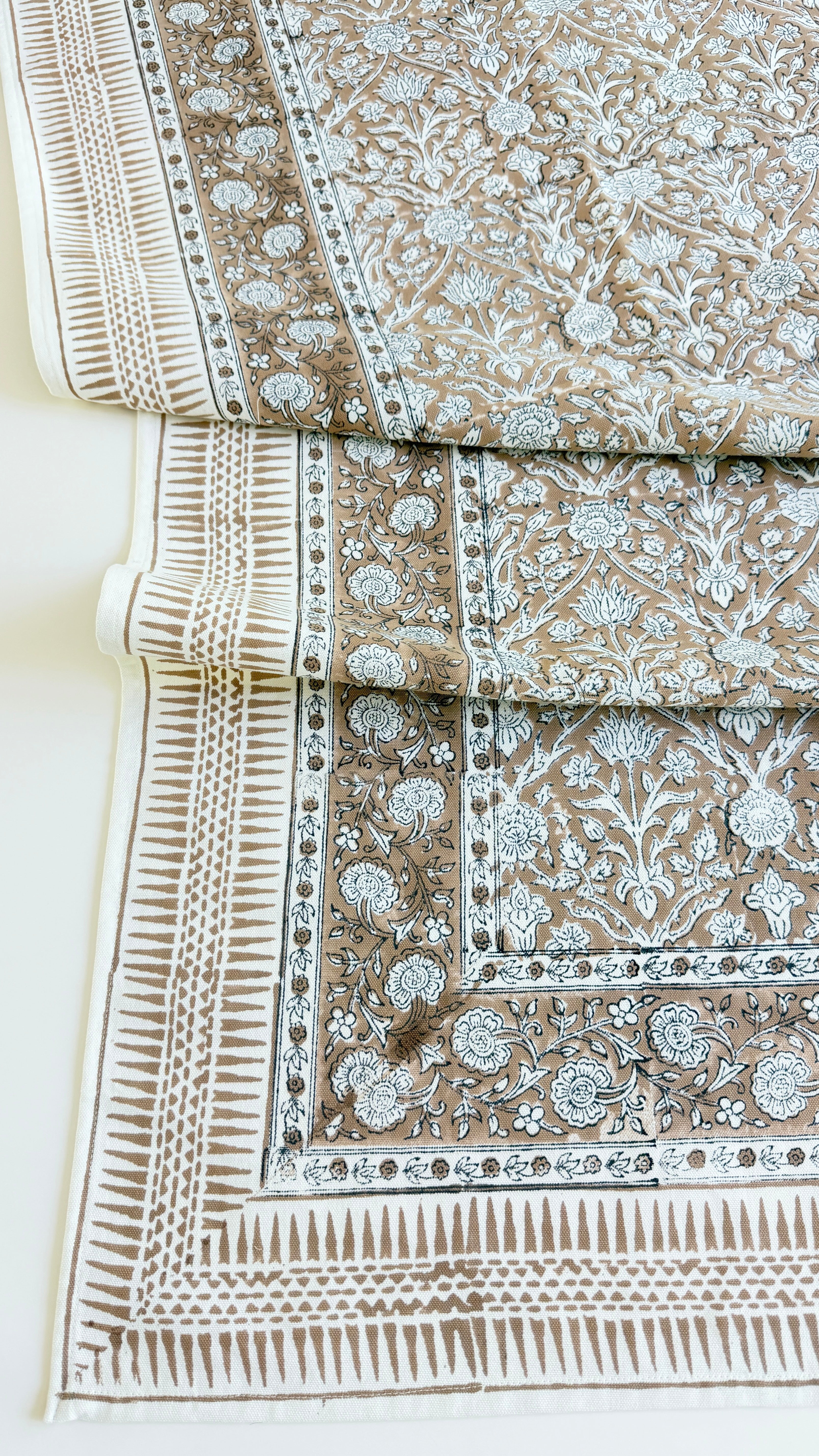 Spritz Tablecloth / Cotton Fabric Panel - Walnut