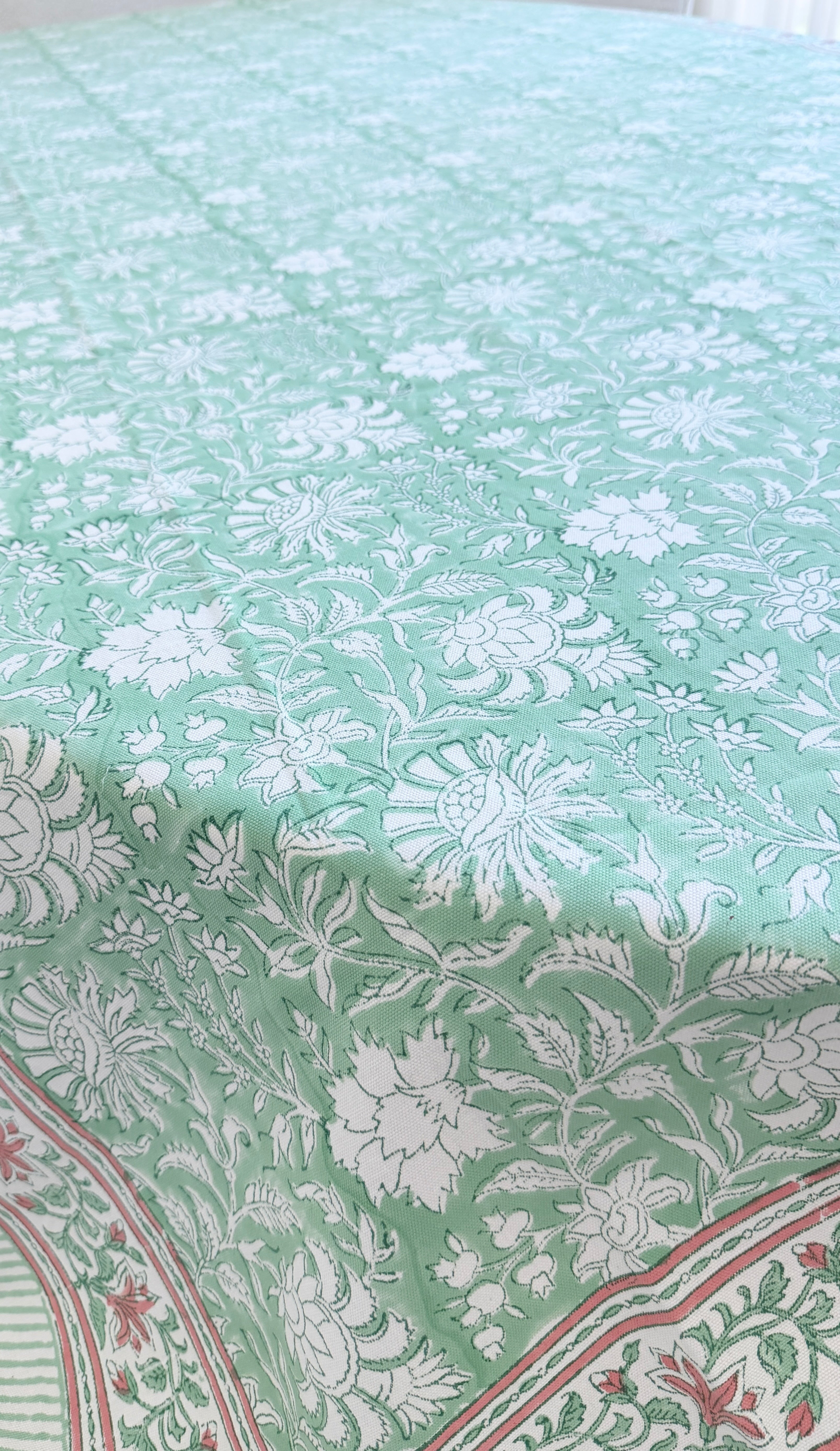 Spritz Tablecloth / Cotton Fabric Panel - Spearmint