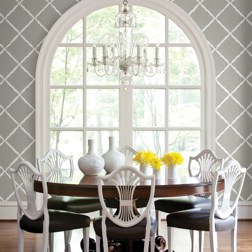 Ikat Trellis Sterling Wallpaper