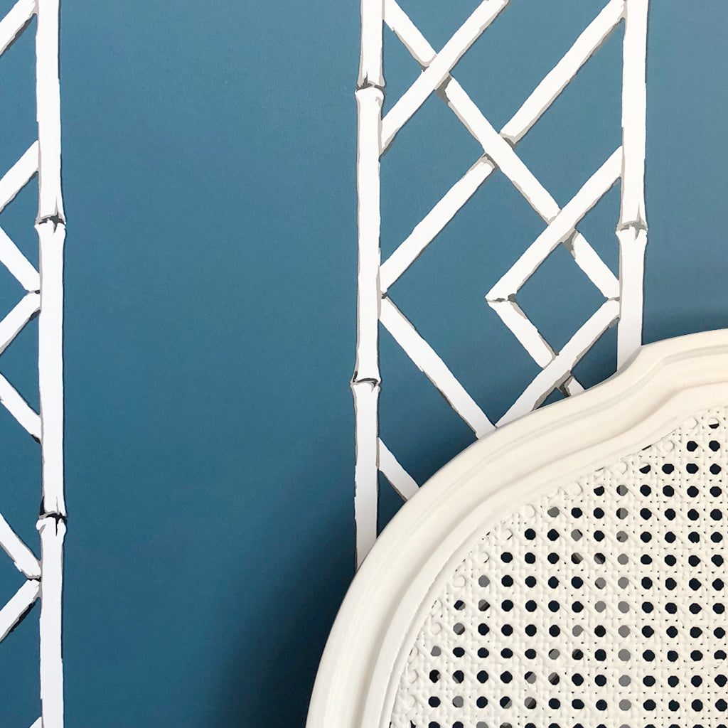 Latticework Indigo Wallpaper | Sarah Richardson Design