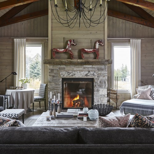 Fireside Rustic Chalet - Living Room